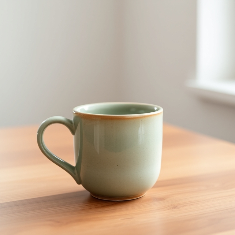 Sage Green Ceramic Coffee Mug — Minimalist Handmade Style Cup, 11oz & 15oz